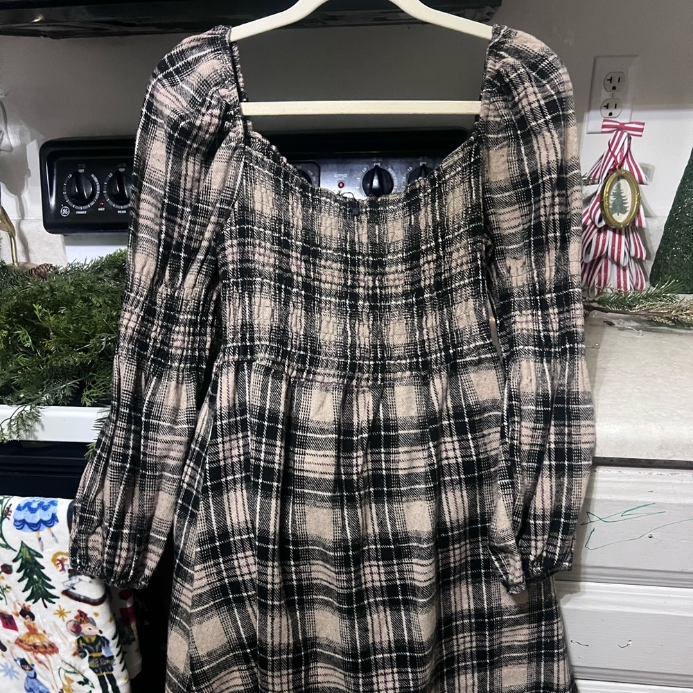 Trendyol Black and Cream Checkered Dress